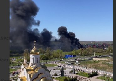 В российском Курске снова масштабный пожар: часть города в густом дыму. Фото и видео