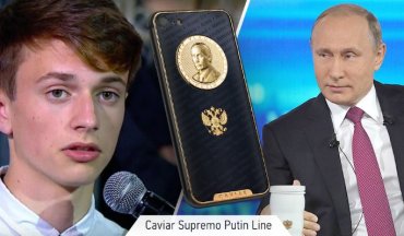 Юноше подарили iPhone с золотым Путиным за вопрос на «Прямой линии»