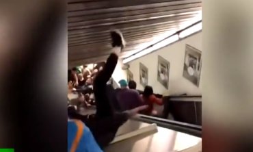 Опубликовано видео момента обрушения эскалатора в римском метро