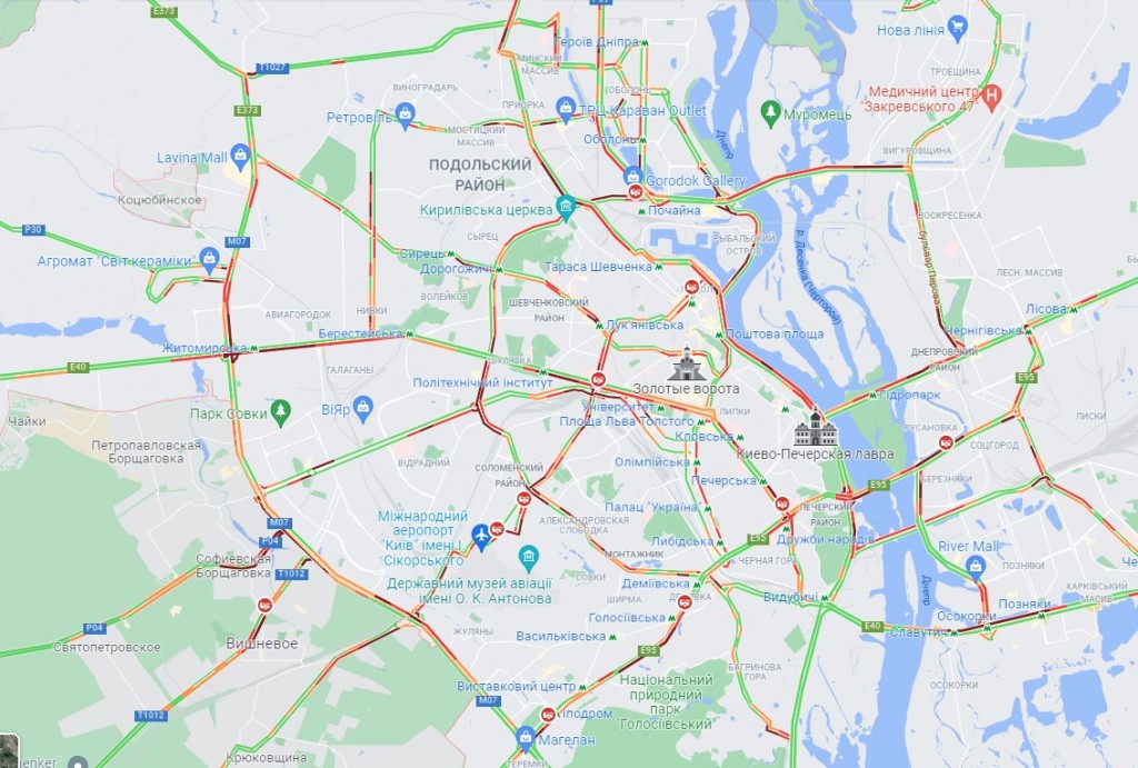 Пробки в Киеве утром 16 декабря