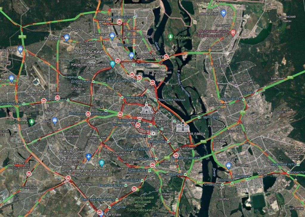 Пробки в Киеве 10 декабря вечером