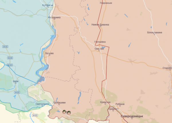 Карта ситуації на фронті у Харківській і Луганській областях