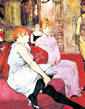 Анри ТУЛУЗ-ЛОТРЕК устроил студию в парижском борделе (картина «В салоне на улице Мулен», 1894-1895 гг.)