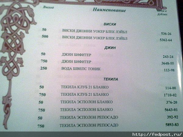 меню из буфета госдумы