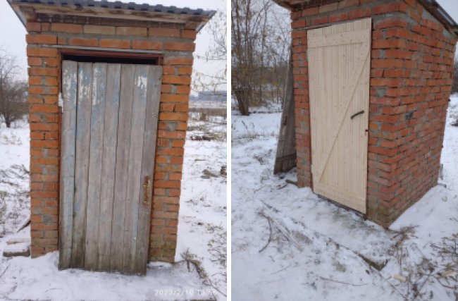 В РФ матери мобилизованного чиновники починили дверь в уличном туалете