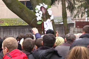 Во Львовской области на срубе дерева проявился образ Богородицы
