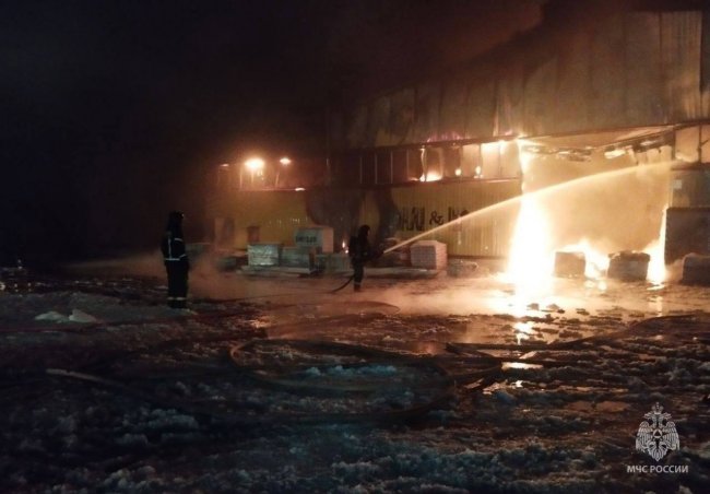 Под Москвой пылает большой склад: площадь пожара более 4 тыс кв. метров. Видео