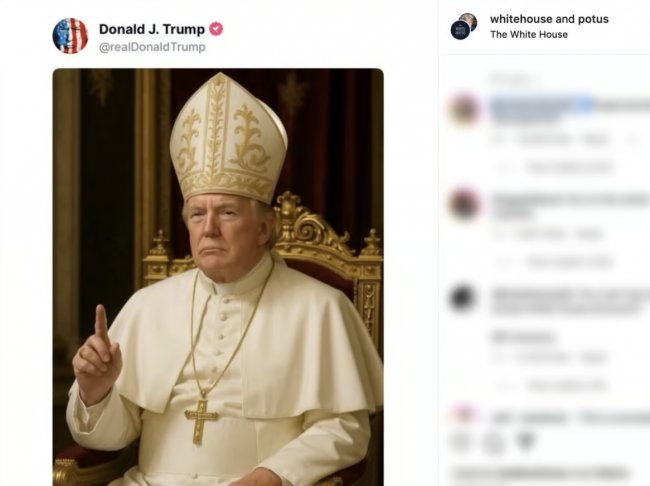 Білий дім опублікував згенероване ШІ зображення Трампа у ролі Папи Римського Білий дім опублікував згенероване ШІ зображення Трампа у ролі Папи Римського
