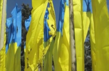 В Донецке жгут государственные флаги Украины