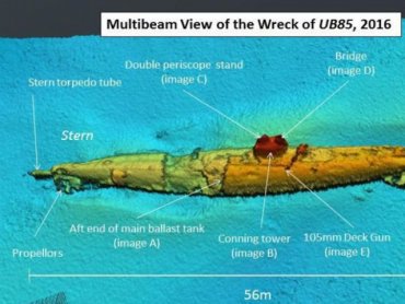 У берегов Шотландии обнаружена военная подводная лодка, застрявшая на дне сто лет назад