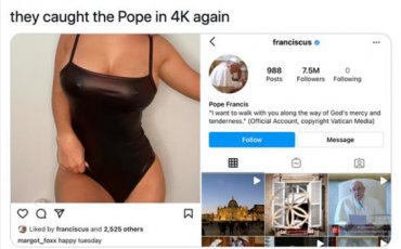 Папа Франциск снова «лайкнул» пикантное фото модели