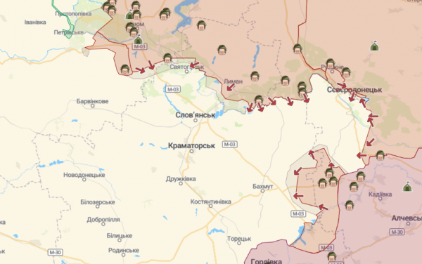Актуальная карта боевых действий на Донбассе