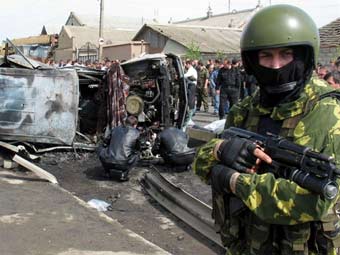 На месте одного из терактов в Ингушетии. Фото (c)AFP 