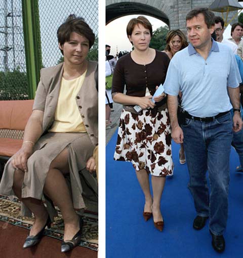 Так Татьяна Юмашева (на фото слева) выглядела до своей кремлевской диеты, а так (на фото справа она с мужем Валентином Юмашевым) выглядит сейчас. 