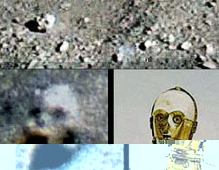 Отдаленное сходство между головой в кратере и робота из Звездных войн определенно есть!