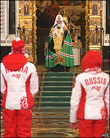 Патриарх Кирилл благословляет российскую олимпийскую сборную