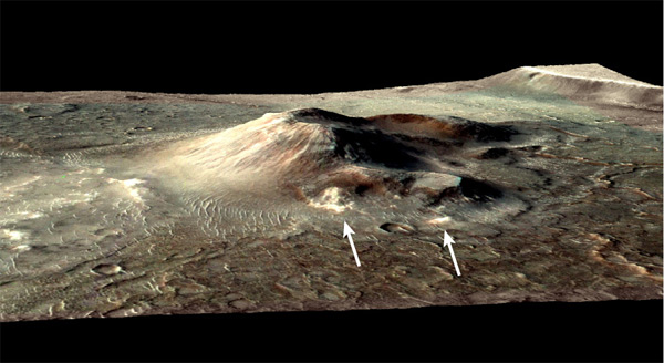 Рис. 4. Отложения на месте гидротермальных источников на Марсе. Изображение с сайта www.nasa.gov
