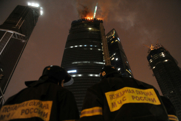 Пожар на башне Восток в Москва-сити