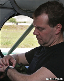 Дмитрий Медведев во время поездки в Чечню